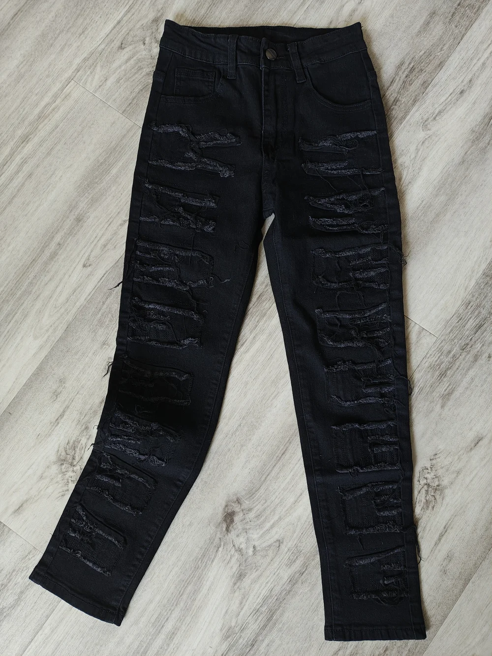 Kids Black Distressed Ripped Jeans
